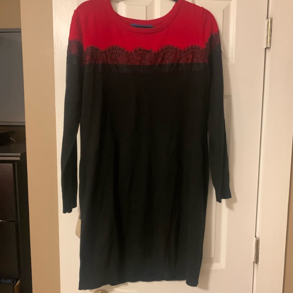 Red Black Apt. 9 Lace Embellished Sweater Dress